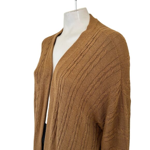 J.JILL Open Front Cable Knit Kimono Cardigan in Butterscotch Brown SZ XL - Picture 4 of 12